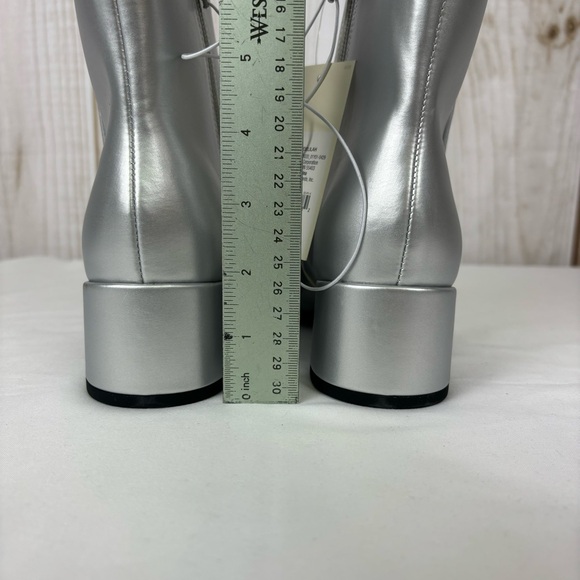 A New Day Boots Silver Size 6.5 Dress Ankle Comfort Boots Block Heel Metallic - Picture 10 of 15